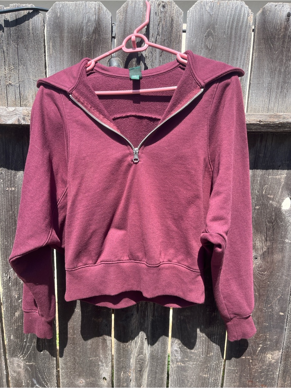 wild fable Half-Zip Hooded Sweatshirt in Burgundy
